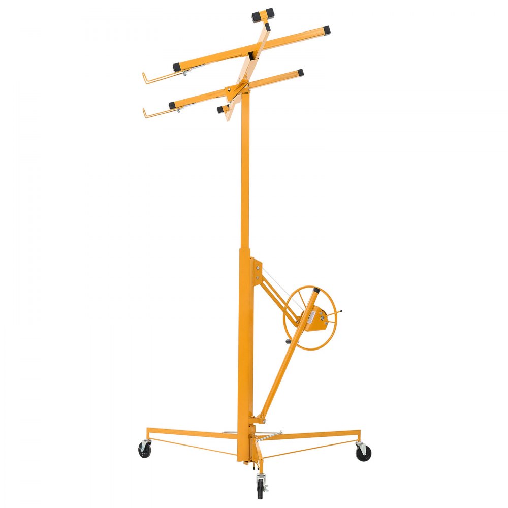 VEVOR 3353mm Drywall Lift, Heavy-Duty 68 kg Sheetrock Hoist with Adjustable Telescoping Arm, Lockable Wheels, Drywall Lifter Panel Jack Hoist Tools Ideal for Ceiling & Wall Installation (Yellow)