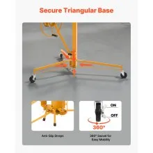 11ft Drywall Lift 150 lbs Sheetrock Hoist Adjustable Arm Lockable Wheels Yellow