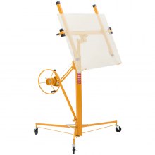 11ft Drywall Lift 150 lbs Sheetrock Hoist Adjustable Arm Lockable Wheels Yellow