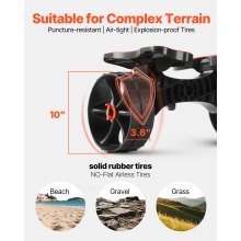 VEVOR Kayak Cart, 300 lbs Load Capacity, Foldable Kayak Trolley with 10-inch Solid Rubber Tires & 1 Ratchet Strap, Paddle Board Trolley for Carrying Kayaks, Canoes, Paddleboards, Float Mats, Jon Boats