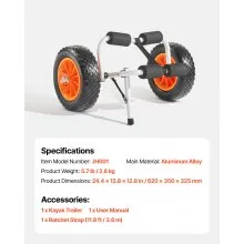 Kayak Cart 200 lbs Foldable Canoe Carrierwith 10-inch Solid Rubber Tires