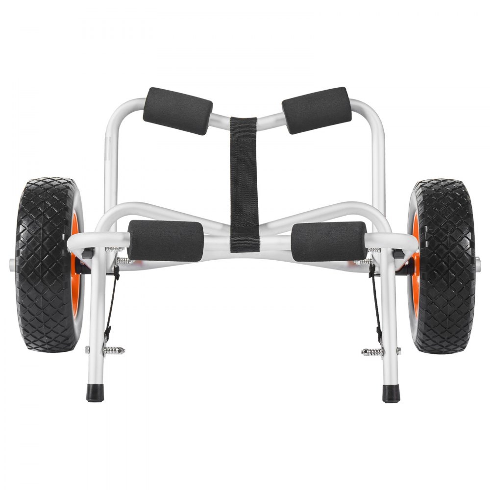 VEVOR Kayak Cart, 113.4 kg Load Capacity, Foldable Kayak Trolley with 25.4 cm Solid Rubber Tires & 1 Ratchet Strap, Paddle Board Trolley for Carrying Kayaks, Canoes, Paddleboards, Float Mats,Jon Boats
