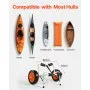 VEVOR Kayak Cart, 113.4 kg Load Capacity, Foldable Kayak Trolley with 25.4 cm Solid Rubber Tires & 1 Ratchet Strap, Paddle Board Trolley for Carrying Kayaks, Canoes, Paddleboards, Float Mats,Jon Boats