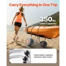 Kayak Cart 350 lbs Detachable Canoe Carrier with 12 in Inflatable PU Tires