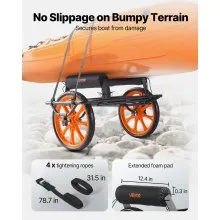 Kayak Cart 330 lbs Detachable Canoe Carrierwith 15-inch Solid Rubber Tires