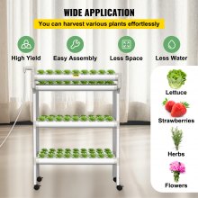 VEVOR Hydroponics Growing System, 90 Sites 3 Layers, 10 Food-Grade PVC-U Pipes, Vertical Indoor Plant Grow Kit with Water Pump, Timer, Nest Basket, Sponge for Fruits, Vegetables, Herb, White