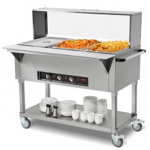VEVOR 3-Pan Commercial Food Warmer, 3 x 20.6QT Electric Steam Table, 1500W Professional Buffet Catering Food Warmer with Acrylic Sneeze Guard, Food Grade Stainless Steel Server for Party Restaurant
