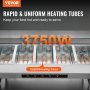 VEVOR commercial food warmer with 3750w sus304 heating tubes for rapid and uniform food heating.