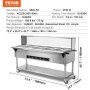 VEVOR commercial food warmer, mdc-5c model, 73.4"x29.5"x45.7", sus304 material, 3750w power.