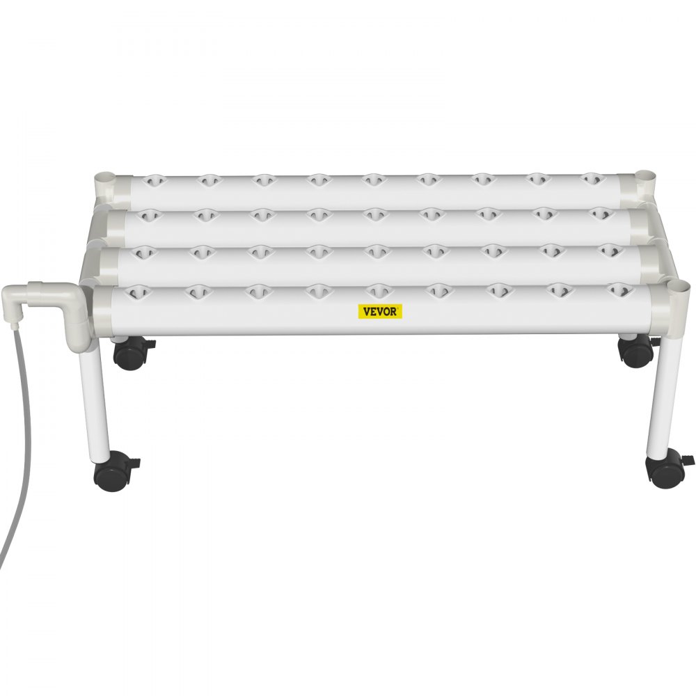 VEVOR Hydroponics Growing System, 36 Sites 4 Food-Grade PVC-U Pipes, 1 Layer Indoor Planting Kit with Water Pump, Timer, Nest Basket, Sponge for Fruits, Vegetables, Herb, White