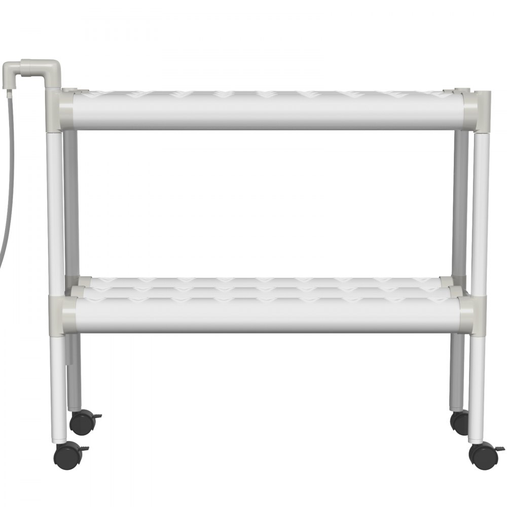 VEVOR Hydroponics Growing System, 54 Sites 6 Food-Grade PVC-U Pipes, 2 Layers Indoor Planting Kit with Water Pump, Timer, Nest Basket, Sponge for Fruits, Vegetables, Herb, White