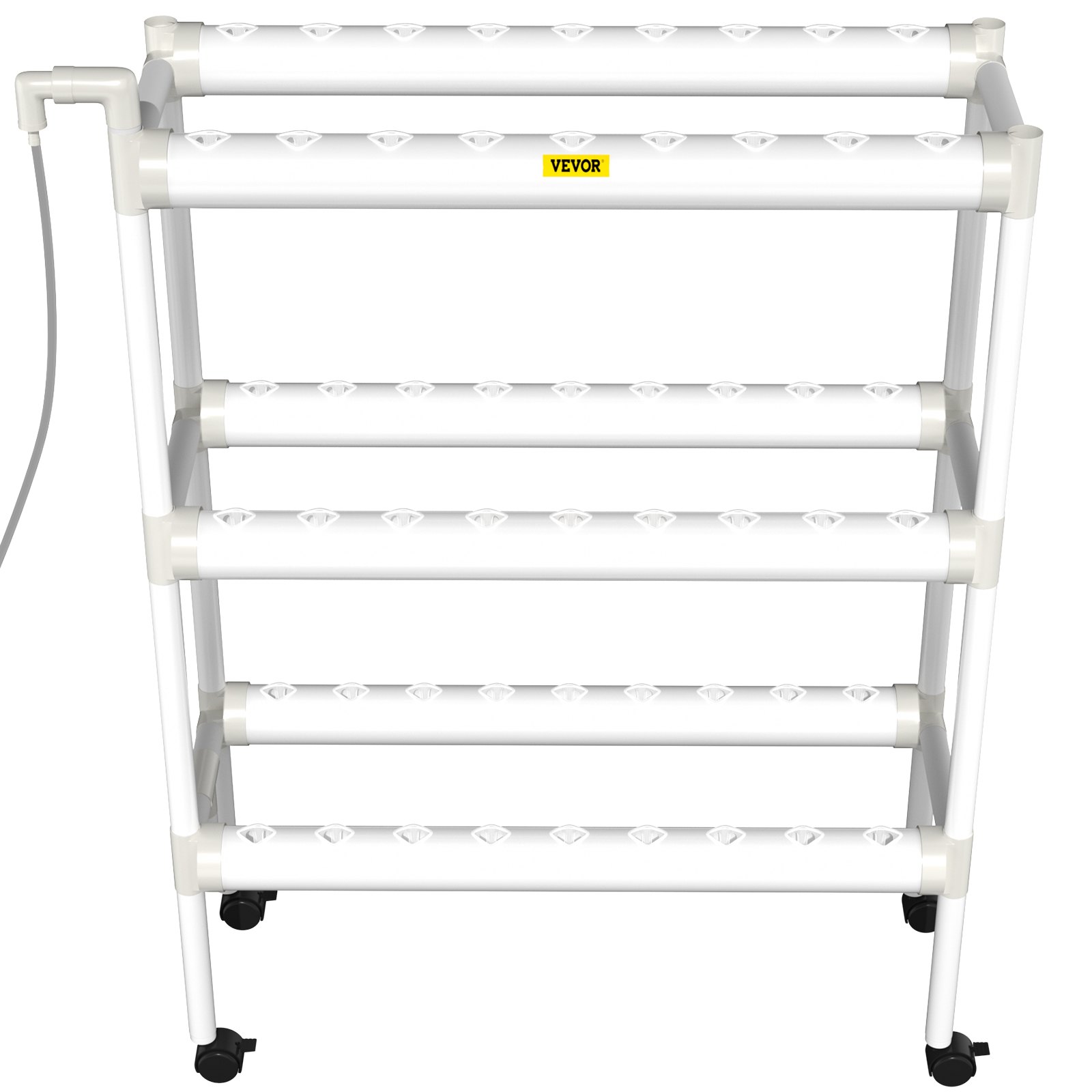VEVOR Hydroponics Growing System, 54 Sites 6 Food-Grade PVC-U Pipes, 3 Layers Indoor Planting Kit with Water Pump, Timer, Nest Basket, Sponge for Fruits, Vegetables, Herb, White