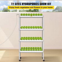 VEVOR Hydroponics Growing System, 72 Sites 8 Food-Grade PVC-U Pipes, 4 Layers Indoor Planting Kit with Water Pump, Timer, Nest Basket, Sponge, for Fruits, Vegetables, Herbs, White