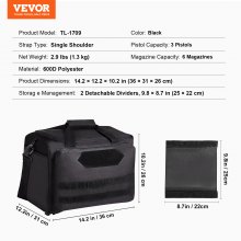 VEVOR Soft Pistol Case for 3 Pistols Handgun Bag Outdoor Hunting Shooting Black