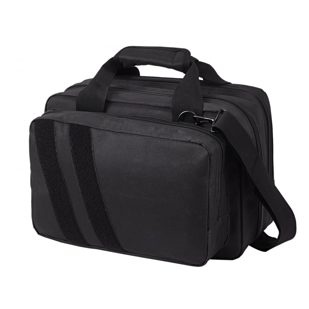 VEVOR Range Bag for 2 Pistols, Tactical Gun Bag with 2 Built-in Removable Pistol Bags & 6 Detachable Magazines, Gun Range Bag for Outdoor Hunting Shooting, Lockable Carrying Handgun Bag Case, Black