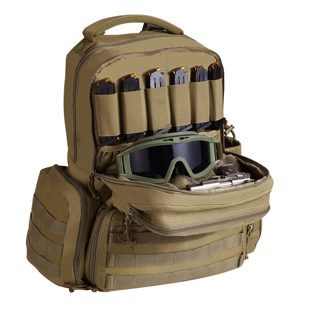 VEVOR Tactical Range Backpack for 6 Pistols Gun Backpack Brown,Range ...