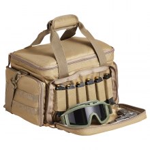 VEVOR Range Bag for 4 Pistols Tactical Gun Range Bag Single Shoulder Strip Brown