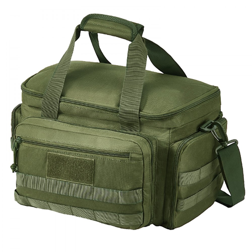 VEVOR Range Bag for 4 Pistols, Tactical Gun Range Bag with 3 Detachable Baffles & 6 Magazines, Firearm Shooting Handgun Bag for Outdoor Hunting Shooting Pistol Bag with Single Shoulder Strip, Green
