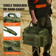 VEVOR Range Bag til 4 Pistols Tactical Gun Range Bag Enkelt Skulder Strip Grøn