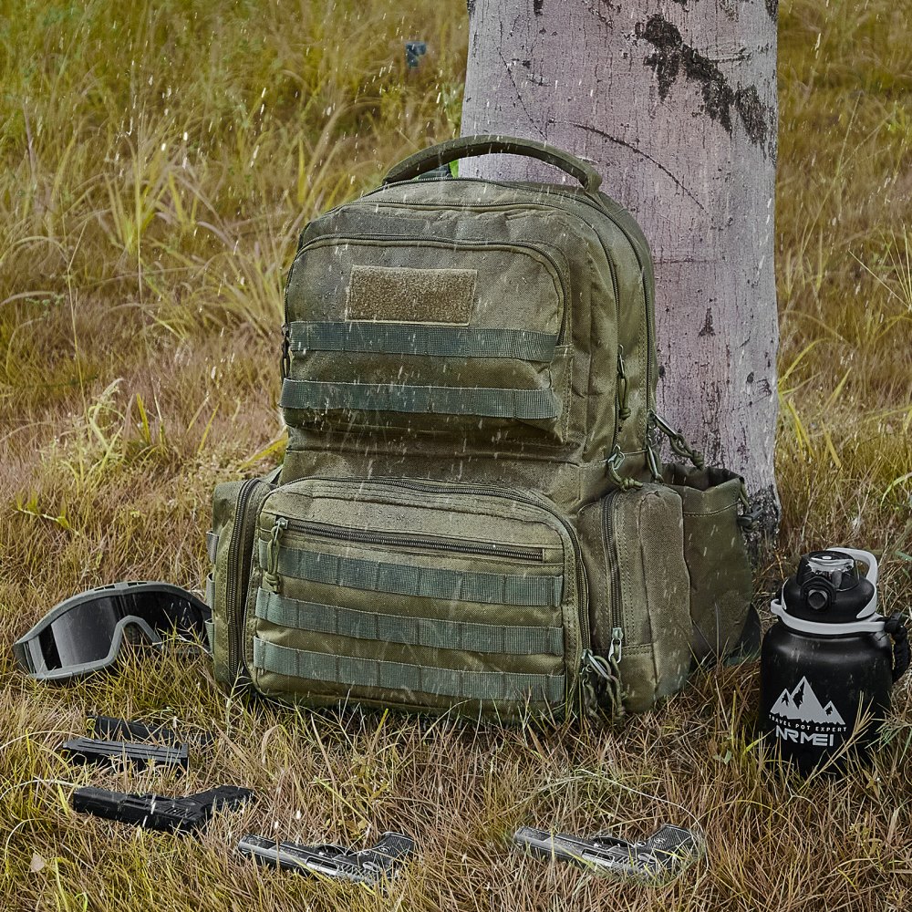 VEVOR Tactical Range Backpack for 6 Pistols, Gun Backpack with 6 Independent Pistol Bags & 10 Magazines, Pistol Backpack for Outdoor Hunting Shooting, Range Bag for Handguns Lockable Zipper,  Green