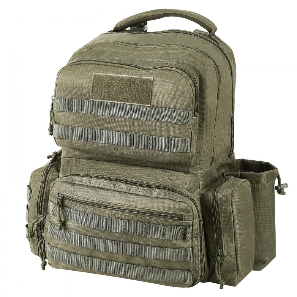 VEVOR Tactical Range Backpack for 6 Pistols, Gun Backpack with 6 Independent Pistol Bags & 10 Magazines, Pistol Backpack for Outdoor Hunting Shooting, Range Bag for Handguns Lockable Zipper,  Green