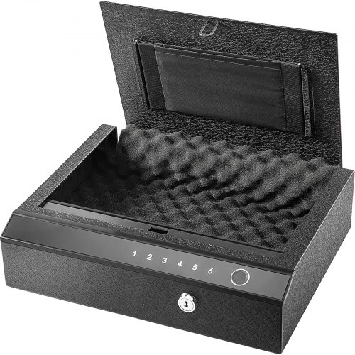 VEVOR Gun Safe, Q235 Steel Handgun Safe, 3-Way Access Firearm Case Box, 4L Gun Box, Advanced Biometric Technology Travel Gun Safe, Portable Design Pistol Gun Safe for handgun, Cash, Jewelry, Watch