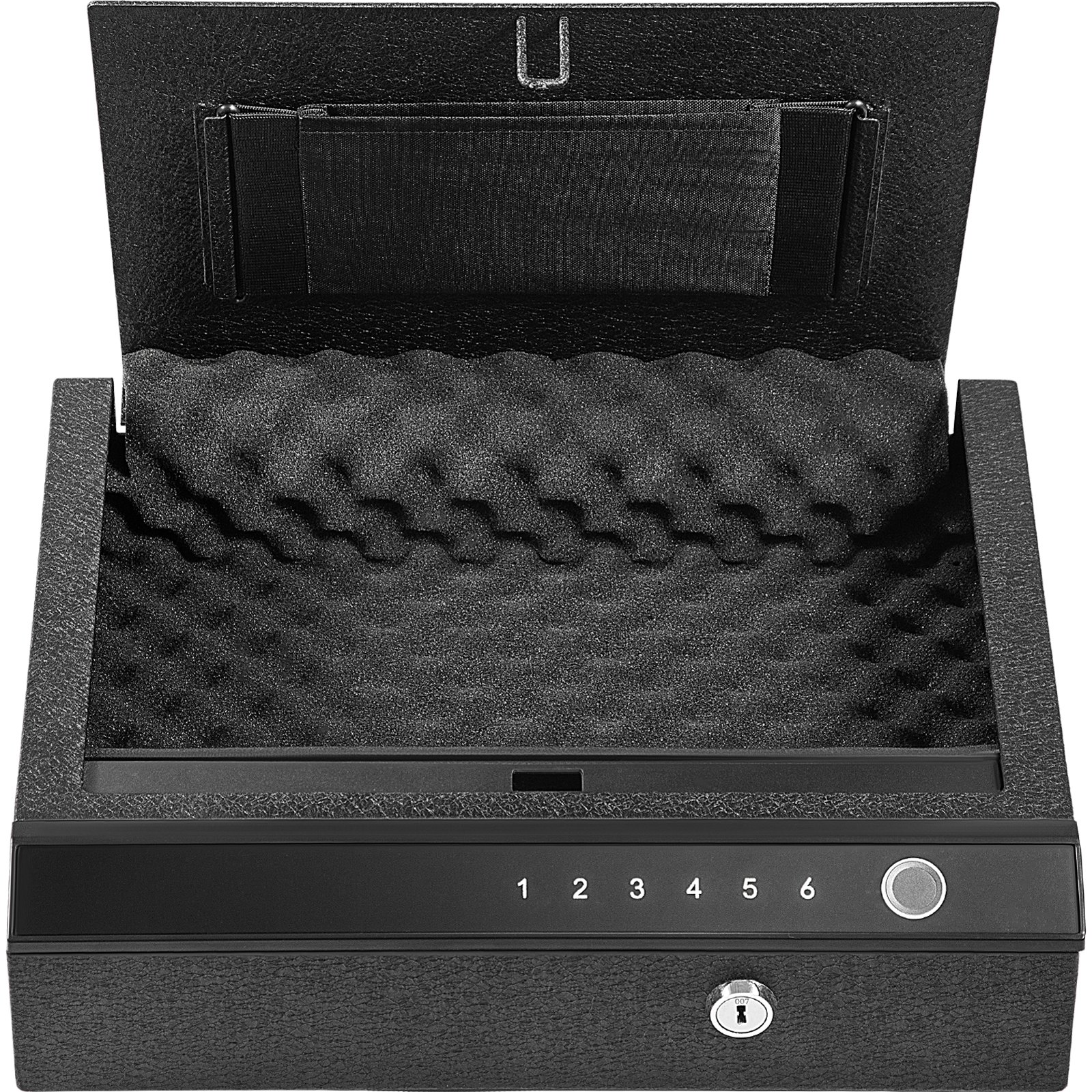 VEVOR Gun Safe, Q235 Steel Pistol Safe, 3-Way Quick Access Firearm Case Box, 4L Gun Box, Advanced Biometric Technology Travel Gun Safe, Portable Design Safe for Pistol, Handgun, Cash, Jewelry, Watch