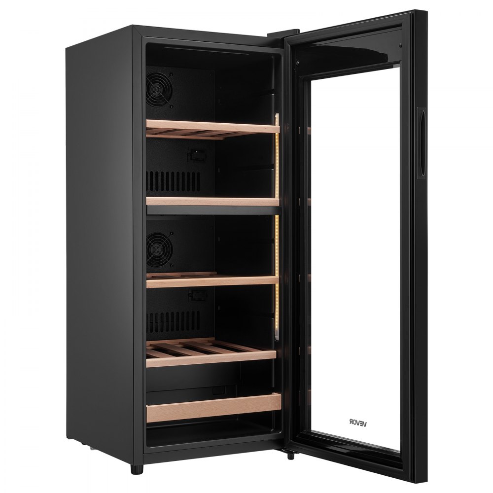 VEVOR 32 Bottle Wine Fridge, Freestanding Wine Cooler Refrigerator, Dual Zone Cooler, 41℉ to 65℉ Adjustable Temp Mini Cellar, Glass Door, For Home Office Bar, Red White Champagne or Sparkling Wines