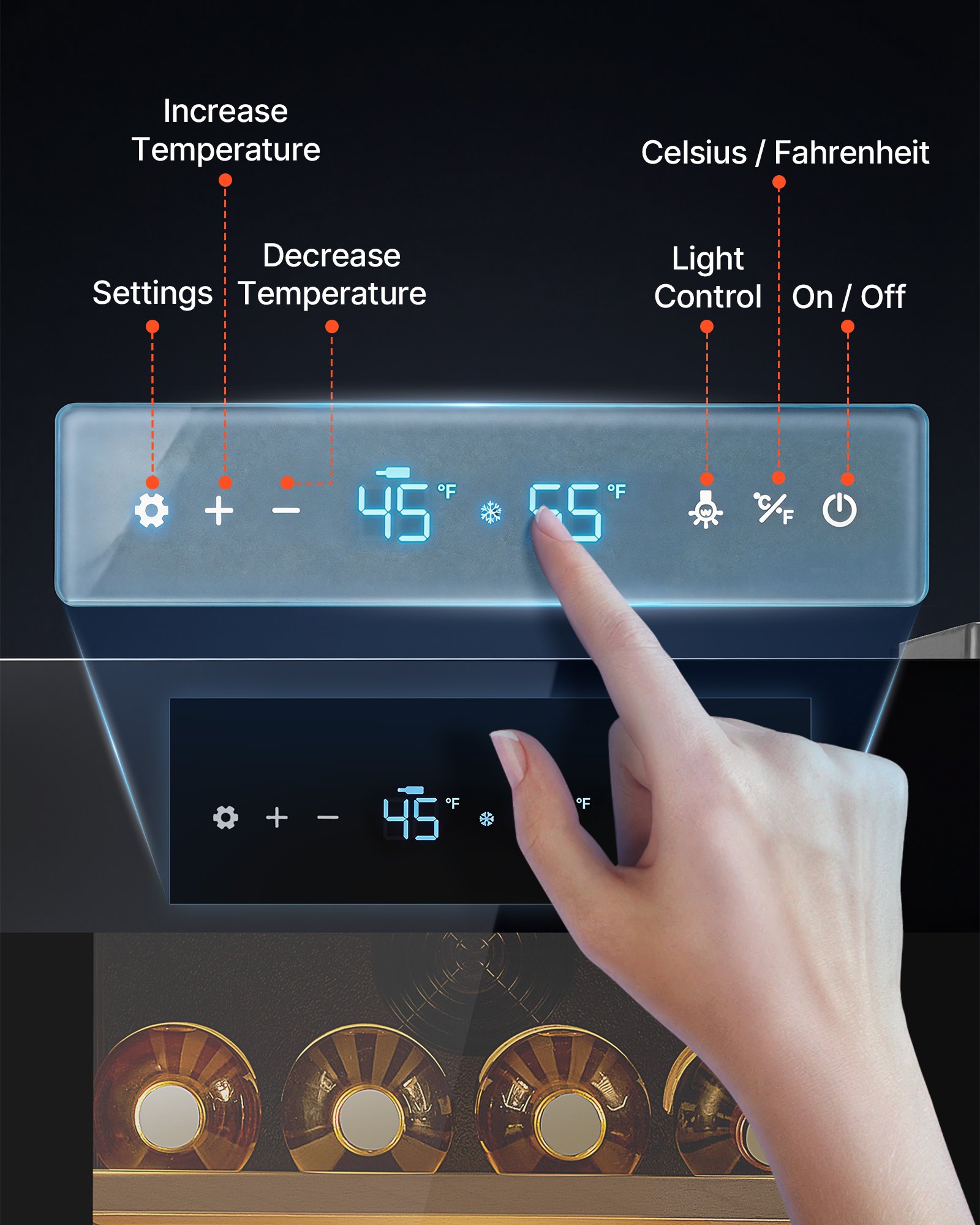 VEVOR 32 Bottle Wine Fridge, Freestanding Wine Cooler Refrigerator, Dual Zone Cooler, 41℉ to 65℉ Adjustable Temp Mini Cellar, Glass Door, For Home Office Bar, Red White Champagne or Sparkling Wines