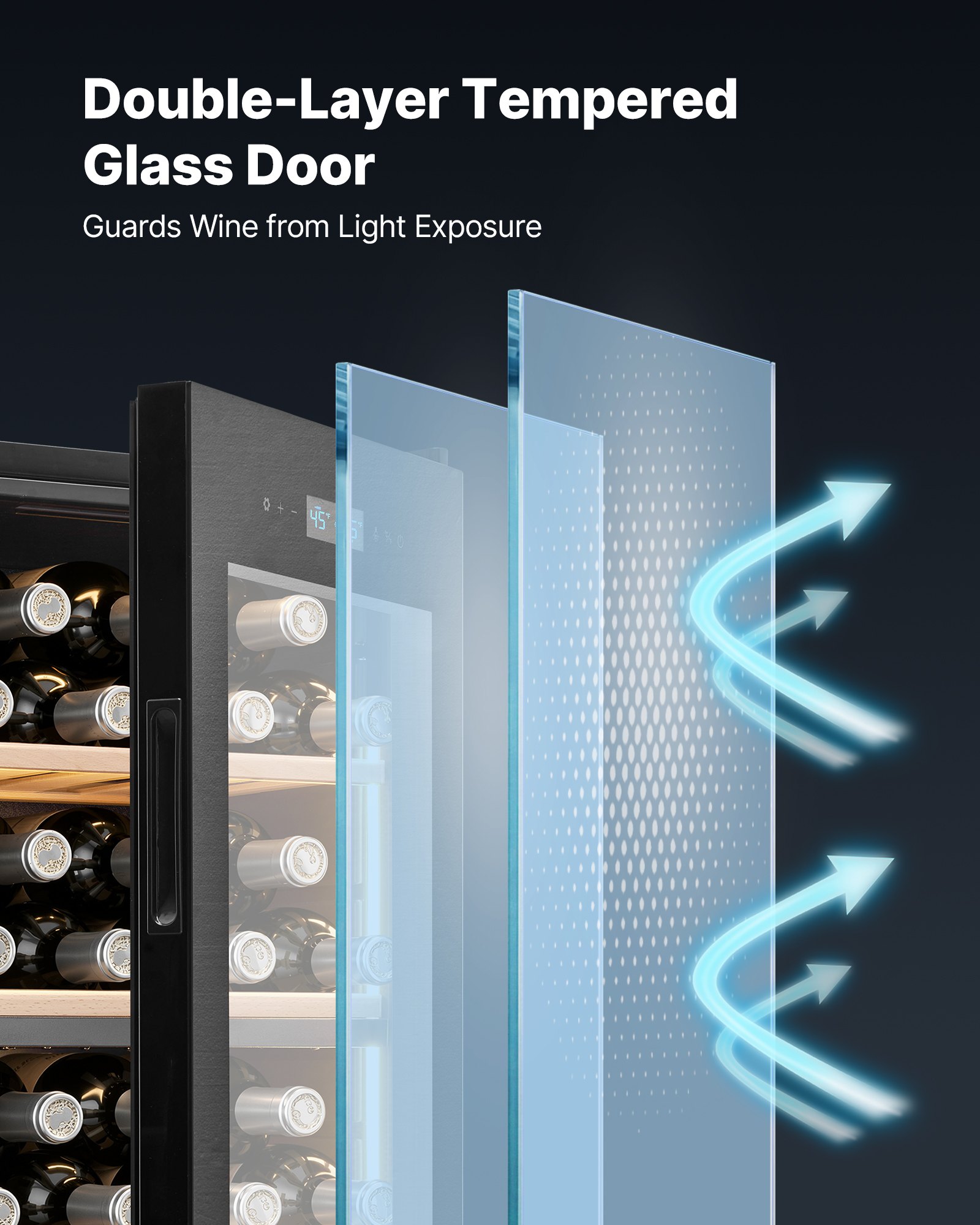 VEVOR 32 Bottle Wine Fridge, Freestanding Wine Cooler Refrigerator, Dual Zone Cooler, 41℉ to 65℉ Adjustable Temp Mini Cellar, Glass Door, For Home Office Bar, Red White Champagne or Sparkling Wines