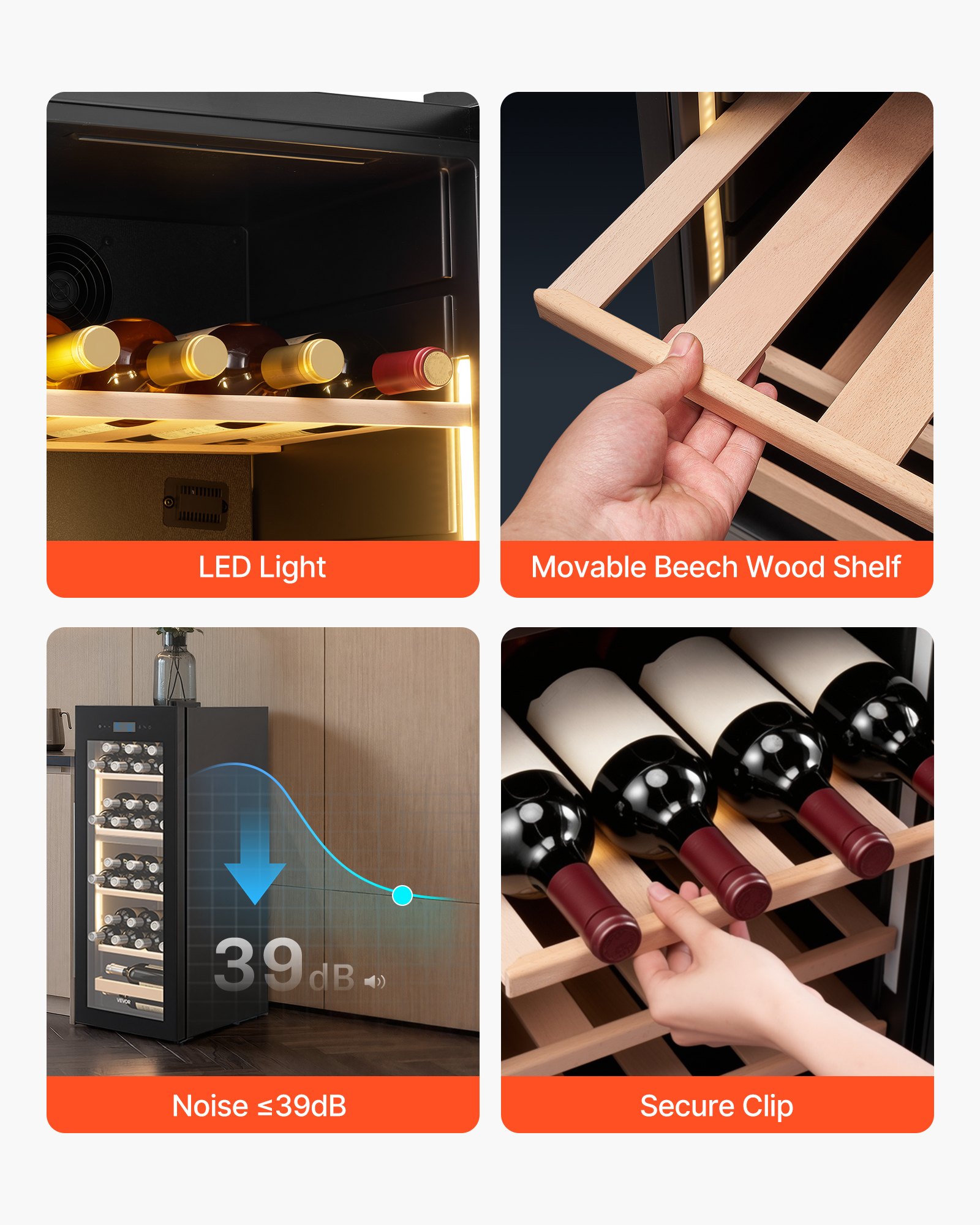 VEVOR 32 Bottle Wine Fridge, Freestanding Wine Cooler Refrigerator, Dual Zone Cooler, 41℉ to 65℉ Adjustable Temp Mini Cellar, Glass Door, For Home Office Bar, Red White Champagne or Sparkling Wines