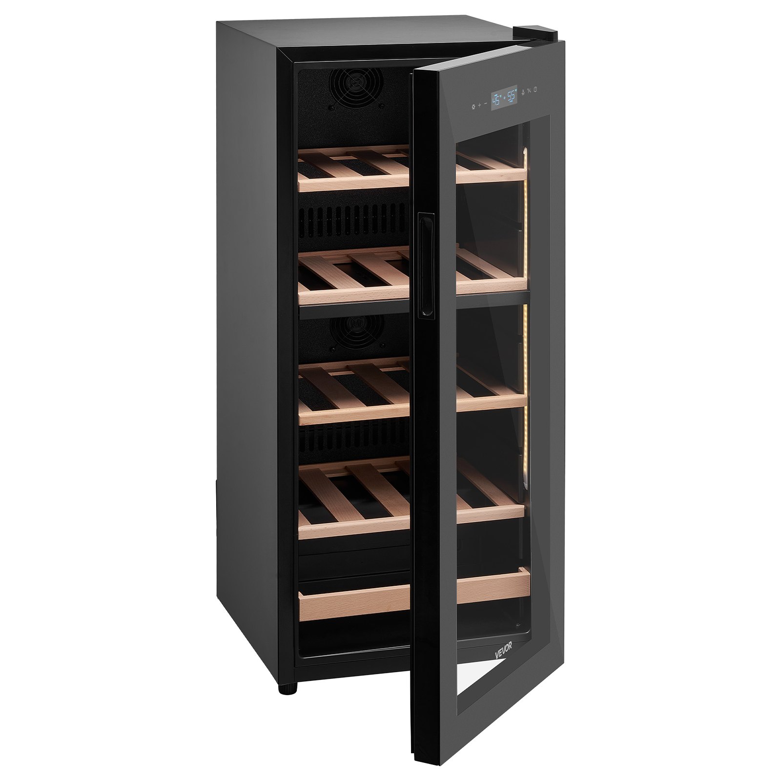 VEVOR 32 Bottle Wine Fridge, Freestanding Wine Cooler Refrigerator, Dual Zone Cooler, 41℉ to 65℉ Adjustable Temp Mini Cellar, Glass Door, For Home Office Bar, Red White Champagne or Sparkling Wines