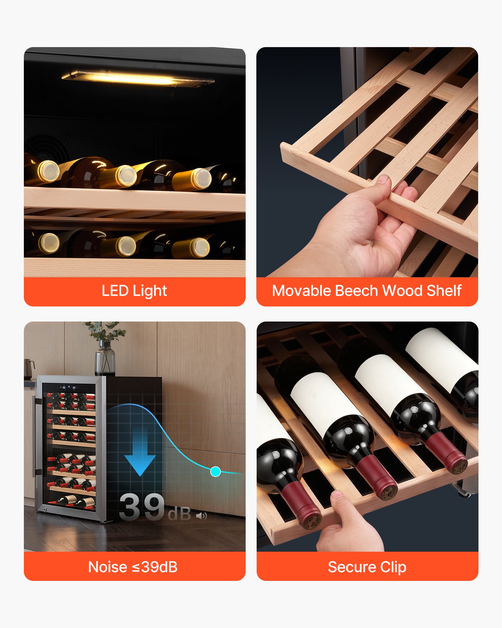 VEVOR 52 Bottle Wine Fridge, Freestanding Wine Cooler Refrigerator, Dual Zone Cooler, 41℉ to 65℉ Adjustable Temp Mini Cellar, Glass Door, For Home Office Bar, Red White Champagne or Sparkling Wines