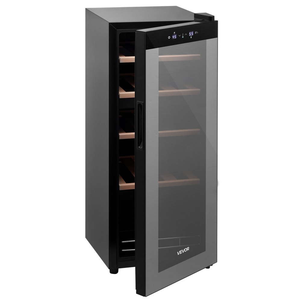 VEVOR 20 Bottle Wine Fridge, Freestanding Wine Cooler Refrigerator, Dual Zone Cooler, 41℉ to 65℉ Adjustable Temp Mini Cellar, Glass Door, For Home Office Bar, Red White Champagne or Sparkling Wines