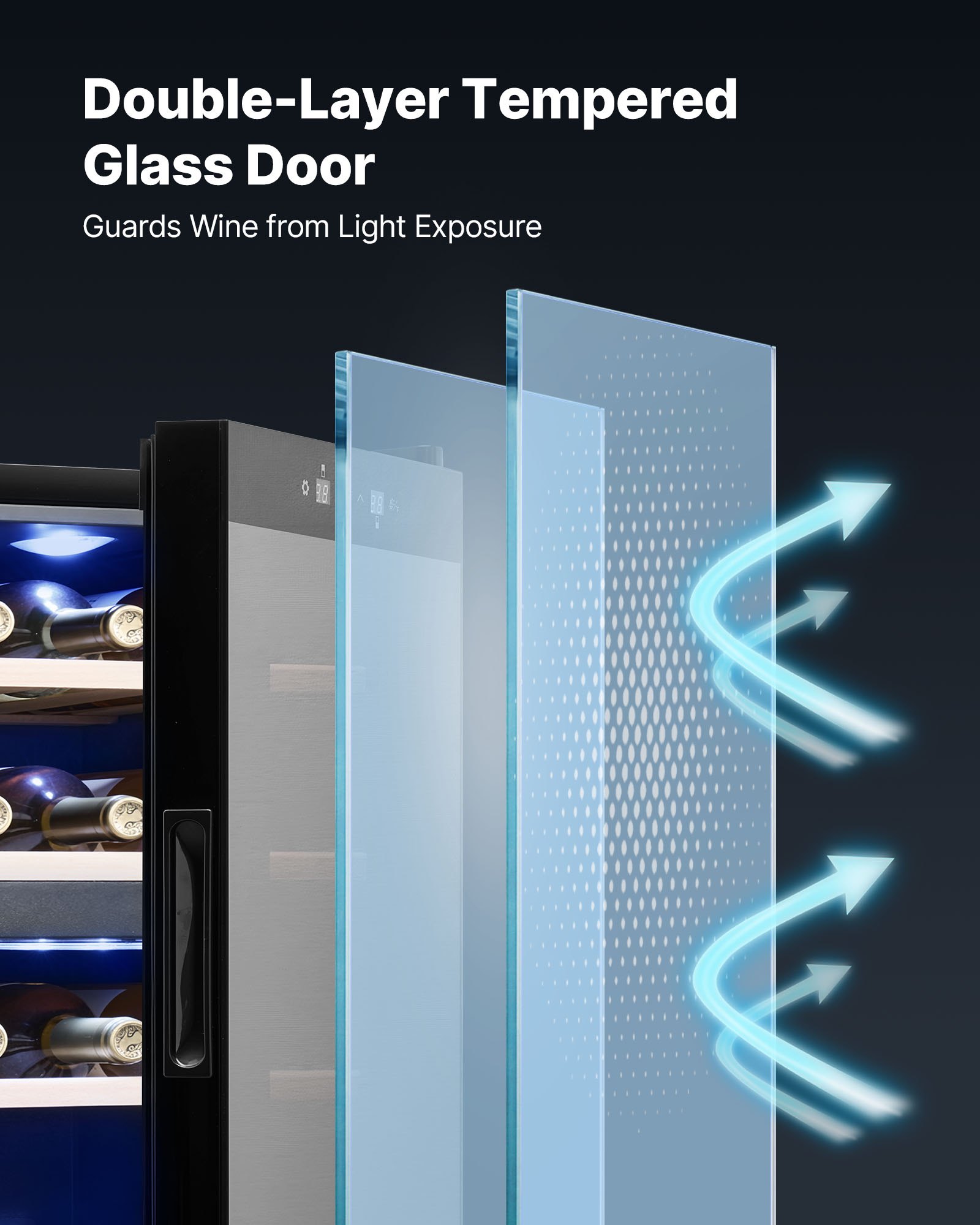 VEVOR 20 Bottle Wine Fridge, Freestanding Wine Cooler Refrigerator, Dual Zone Cooler, 41℉ to 65℉ Adjustable Temp Mini Cellar, Glass Door, For Home Office Bar, Red White Champagne or Sparkling Wines