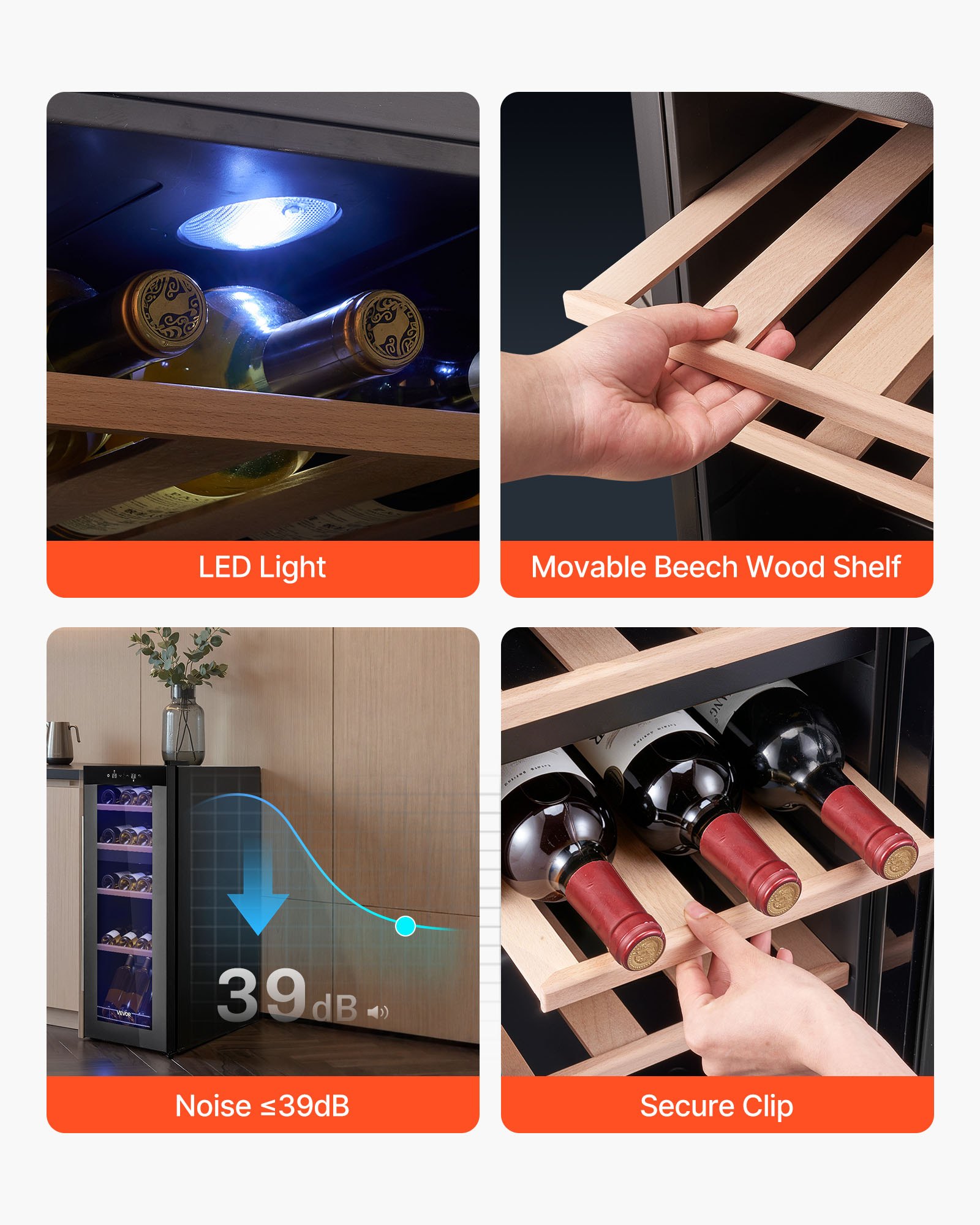 VEVOR 20 Bottle Wine Fridge, Freestanding Wine Cooler Refrigerator, Dual Zone Cooler, 41℉ to 65℉ Adjustable Temp Mini Cellar, Glass Door, For Home Office Bar, Red White Champagne or Sparkling Wines