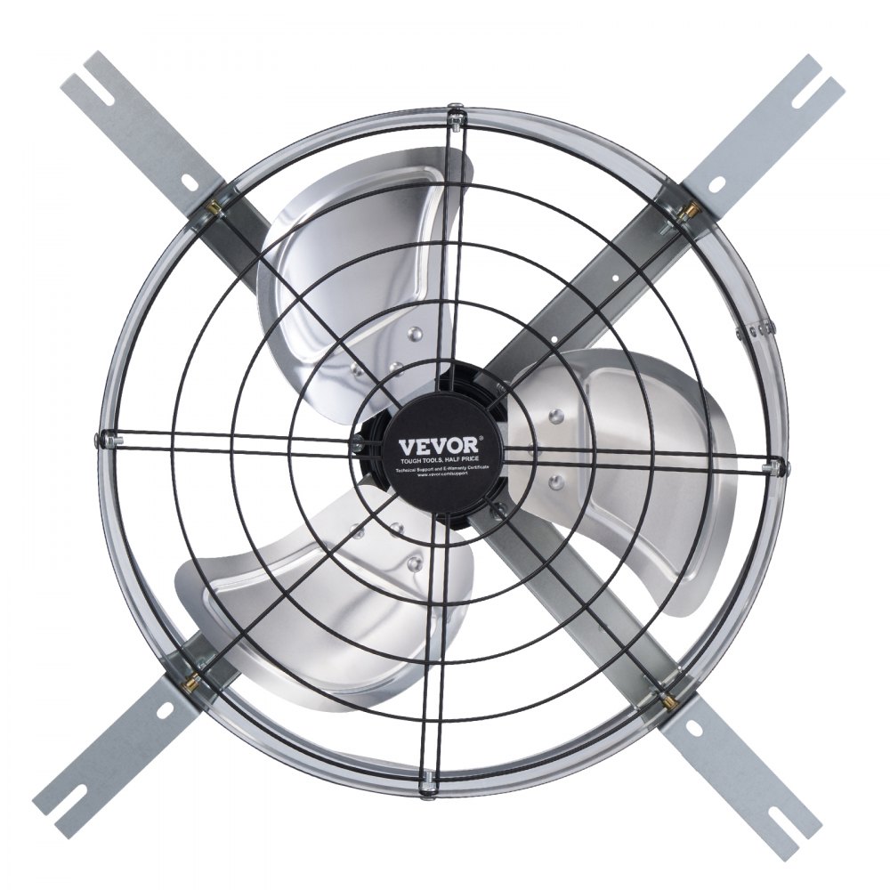 VEVOR Gable Mount Fan, 15 Inch Attic Exhaust Fan with Adjustable Thermostat & Outer Mesh, 1300 CFM House Ventilator Cools Up to 1850 Sq.Ft, Quiet Ventilation for Roof, Garage & Shop, Galvanized Color