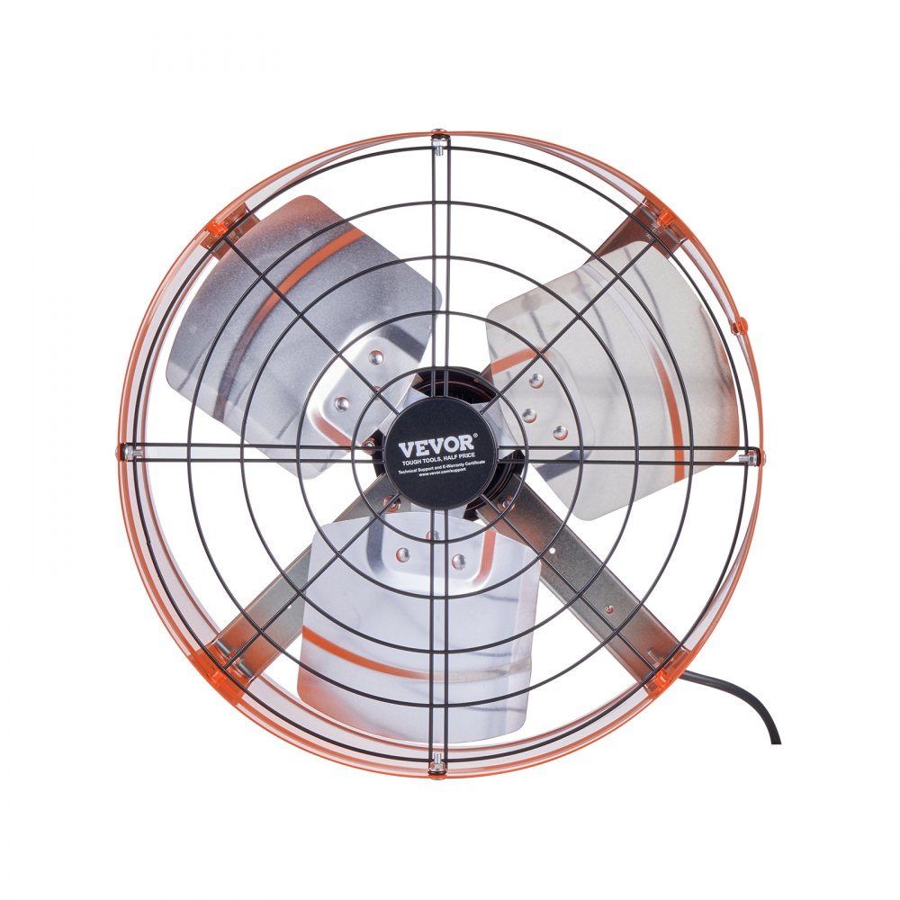 VEVOR Gable Mount Fan, 380 mm Attic Exhaust Fan with Adjustable Thermostat & Outer Mesh, 1650 CFM House Ventilator Cools Up to 2360 Sq.Ft, Quiet Ventilation for Roof, Garage & Shop, Vibrant Orange
