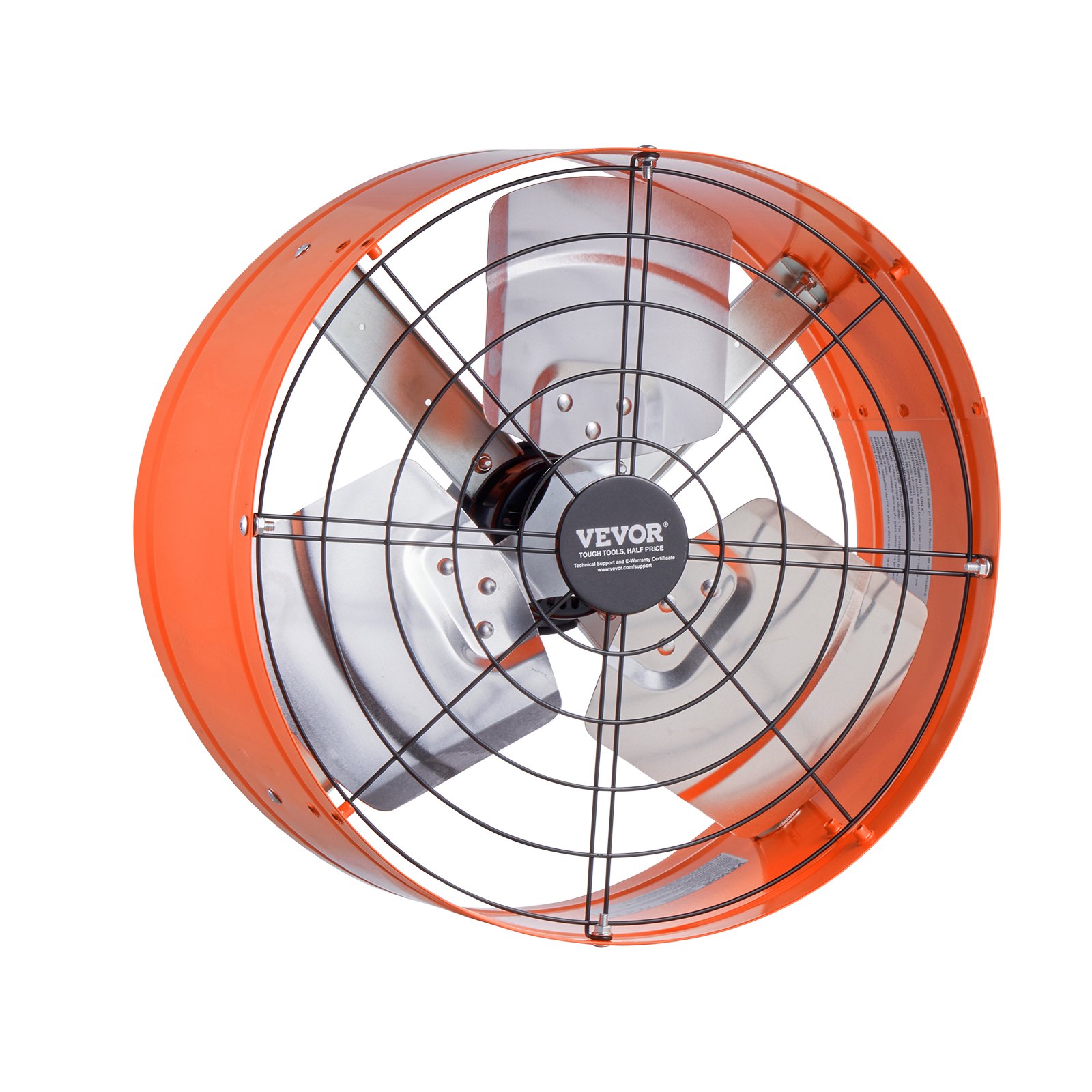 VEVOR Gable Mount Fan, 380 mm Attic Exhaust Fan with Adjustable Thermostat & Outer Mesh, 1650 CFM House Ventilator Cools Up to 2360 Sq.Ft, Quiet Ventilation for Roof, Garage & Shop, Vibrant Orange