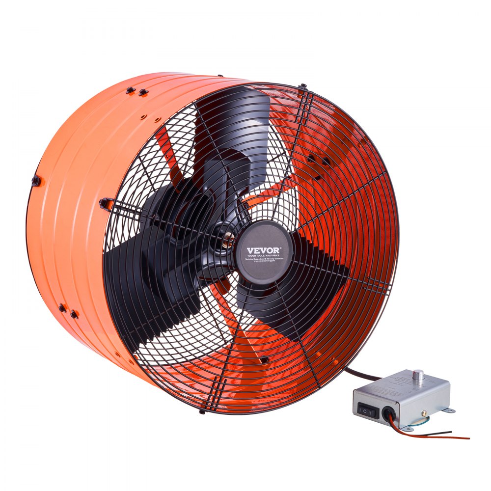 VEVOR Gable Mount Fan, 16 Inch Attic Exhaust Fan with Adjustable Thermostat & Outer Mesh, 2940 CFM House Ventilator Cools Up to 4200 Sq.Ft, Quiet Ventilation for Roof, Garage & Shop, Vibrant Orange