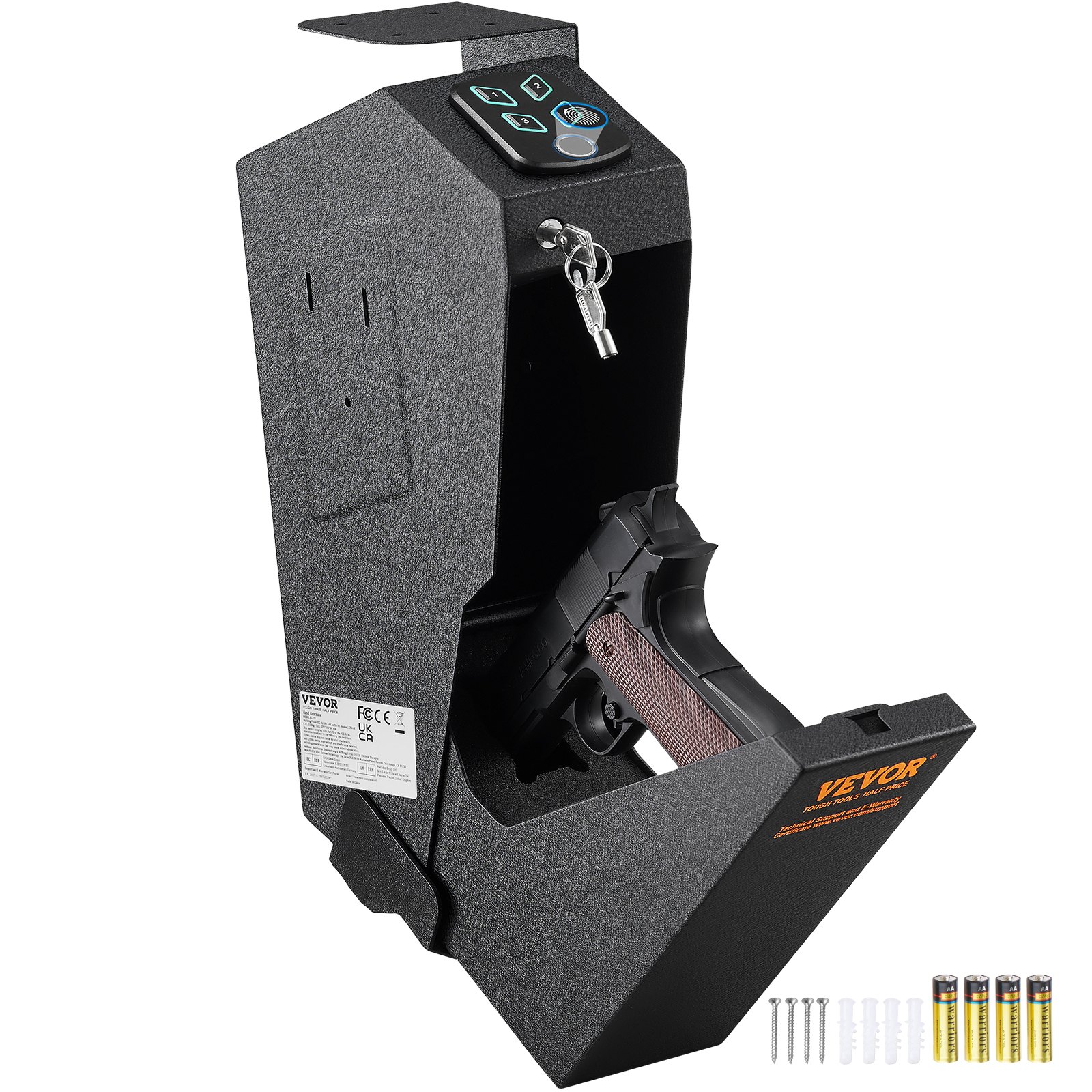 Sweiko Mounted Gun Safe for Pistols Biometric Gun Safe 3 Access Ways for 1 Pistol Sweiko Mounted Gun Safe for Pistols Biometric Gun Safe 3 Access Ways for 1 Pistol