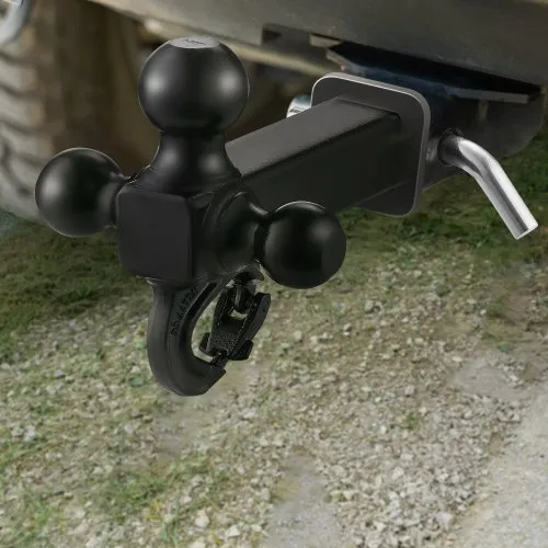 REYSUN Patented Forged Trailer Hitch Tri-Ball Hitch With Hook: 3 Sizes In 1 Tow Ball Hitch, Fits 2-inch Hitch Receiver, Secure Locking Mechanism, Matt Black, Ball Mounts - Canada - View #3