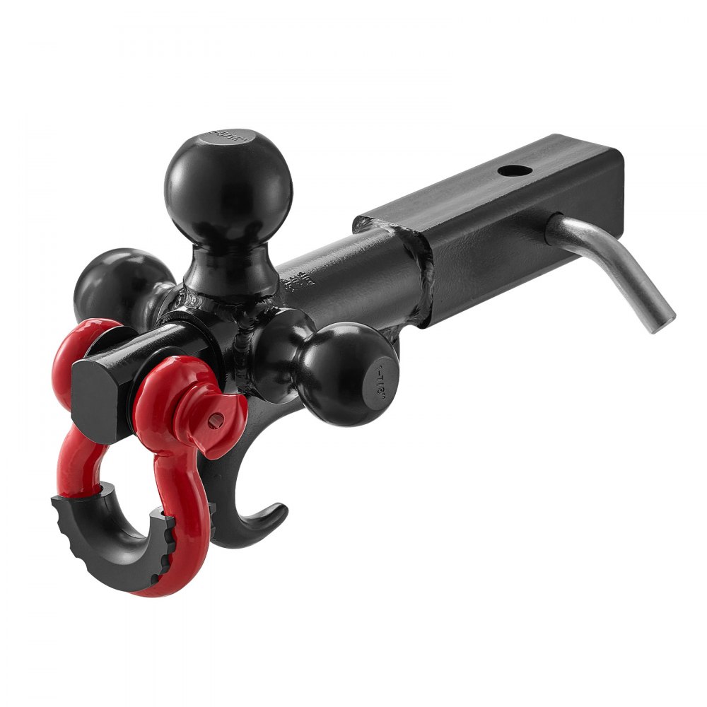 VEVOR Trailer Hitch, Tri-Ball Mount with Hook & D-ring, Trailer Ball Size 1-7/8", 2" & 2-5/16", Fit 2-Inch Hitch Receiver, Max 44000 lbs Ball Hitch, Towing Hitch for RVs, SUVs, ATVs, and Trucks, Black