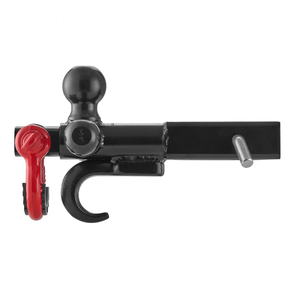 VEVOR Trailer Hitch, Tri-Ball Mount with Hook & D-ring, Trailer Ball Size 1-7/8", 2" & 2-5/16", Fit 2-Inch Hitch Receiver, Max 44000 lbs Ball Hitch, Towing Hitch for RVs, SUVs, ATVs, and Trucks, Black