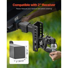 Adjustable Trailer Hitch 2" Receiver 6" Drop Tri-Ball Hitch 13000 lbs