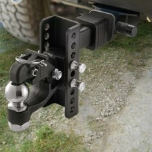 Adjustable Trailer Hitch 2" Receiver 6" Drop Tri-Ball Hitch 13000 lbs