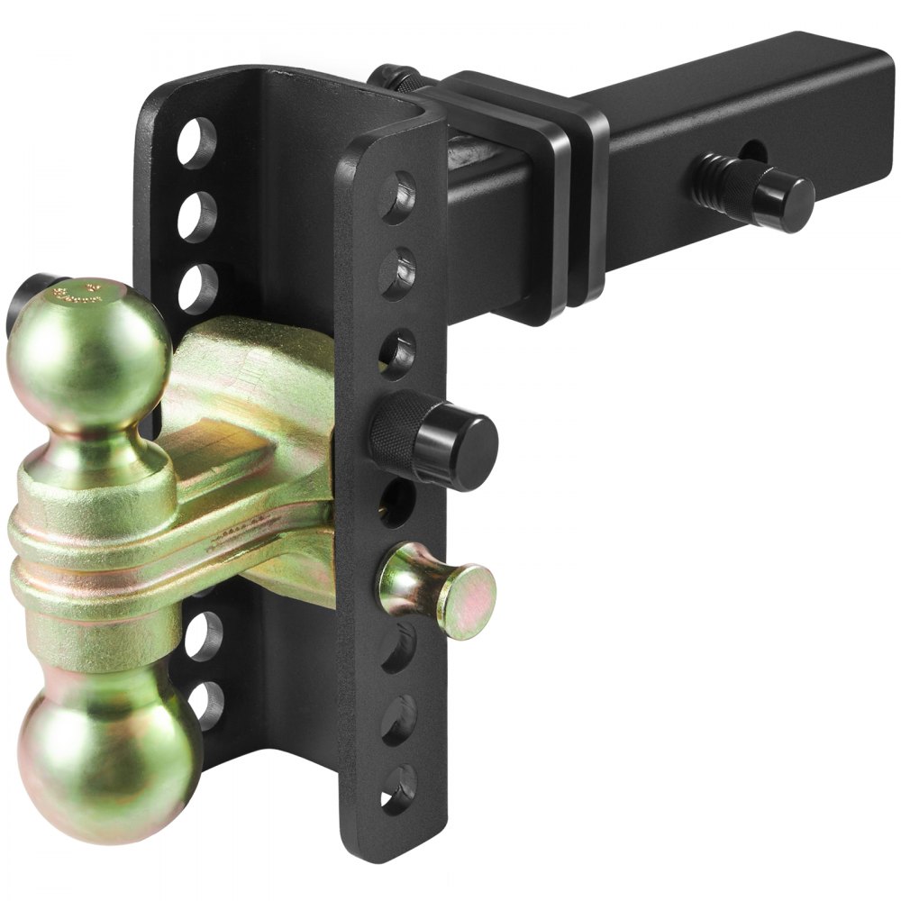 VEVOR Adjustable Trailer Hitch, 6-Inch Drop & 4.5-Inch Rise Hitch Ball Mount with 2-Inch Receiver, Solid Tube, 14,000 lbs GTW, 2-Inch and 2-5/16-Inch 45# Steel Tow Balls with Key Lock for Truck Towing