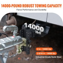 VEVOR Adjustable Trailer Hitch, 152.4 mm Drop & 114.3 mm Rise Hitch Ball Mount with 50.8 mm Receiver, Solid Tube, 6350 kg GTW, 50.8 mm and 58.7 mm 45# Steel Tow Balls with Key Lock for Truck Towing