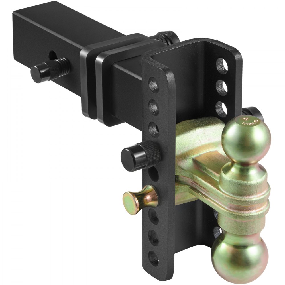 VEVOR Adjustable Trailer Hitch, 15cm Drop & 11.43cm Rise Hitch Ball Mount with 6.35cm Receiver, Solid Tube, 6577 kgs GTW, 5.08cm & 5.08-0.79cm 45# Steel Tow Balls with Key Lock for Truck Towing