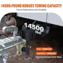 VEVOR Adjustable Trailer Hitch, 15cm Drop & 11.43cm Rise Hitch Ball Mount with 6.35cm Receiver, Solid Tube, 6577 kgs GTW, 5.08cm & 5.08-0.79cm 45# Steel Tow Balls with Key Lock for Truck Towing